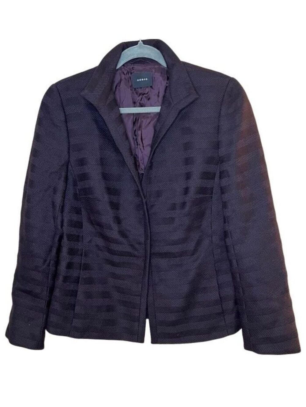 Akris US 14 Chocolate Brown Herringbone Hook & Eye Blazer Jacket Tailored